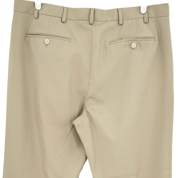 Izod Men's Classic Fit Flat Front Straight Leg Tan Dress Pants Size 40x32 - Picture 4 of 10